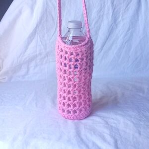 Handmade Pink crochet waterbottle holder